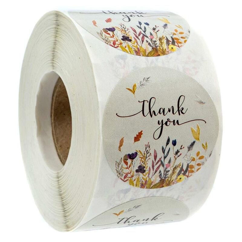 500 etykiet na rolkę 1 cal okrągły jesień kwiat naklejki z napisem Thank You Seal etykiety naklejki naklejki Scrapbooking papiernicze naklejki
