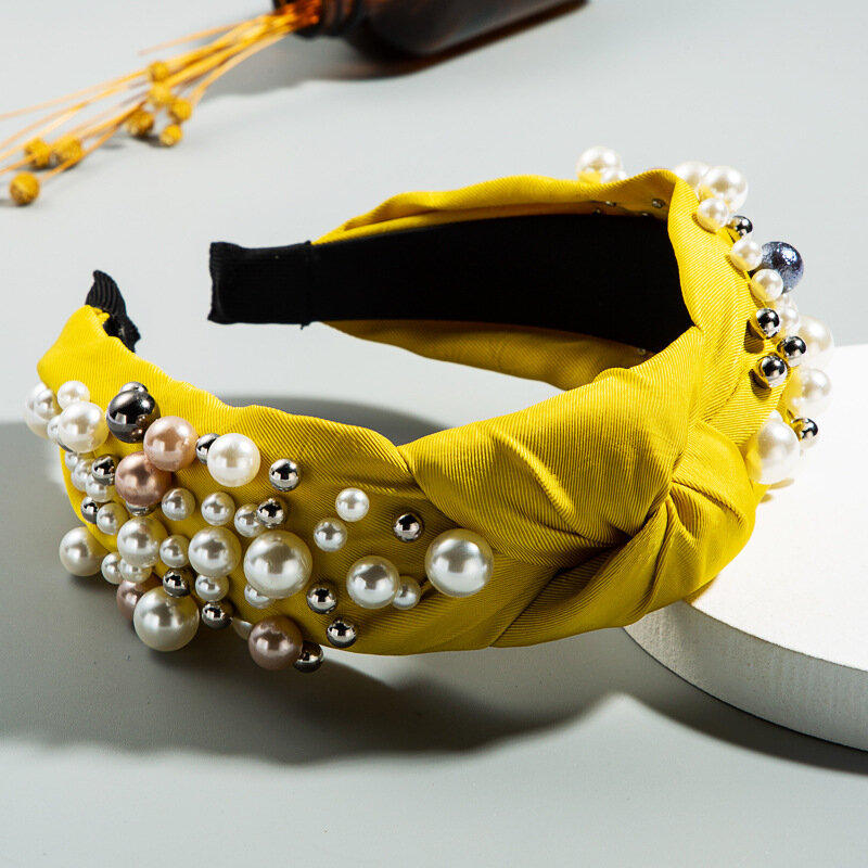 Bandeau avec nœud en perle pour femme et fille, accessoires de cheveux, Vintage, nouvelle collection automne hiver 2020