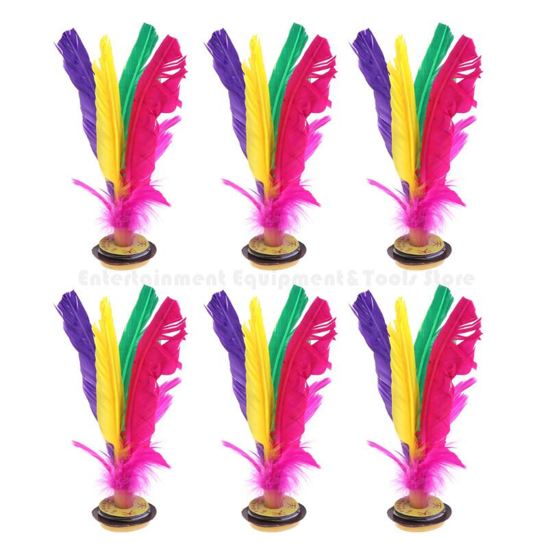 Воланы с разноцветными перьями Jianzi для спорта на открытом воздухе, 6 шт.