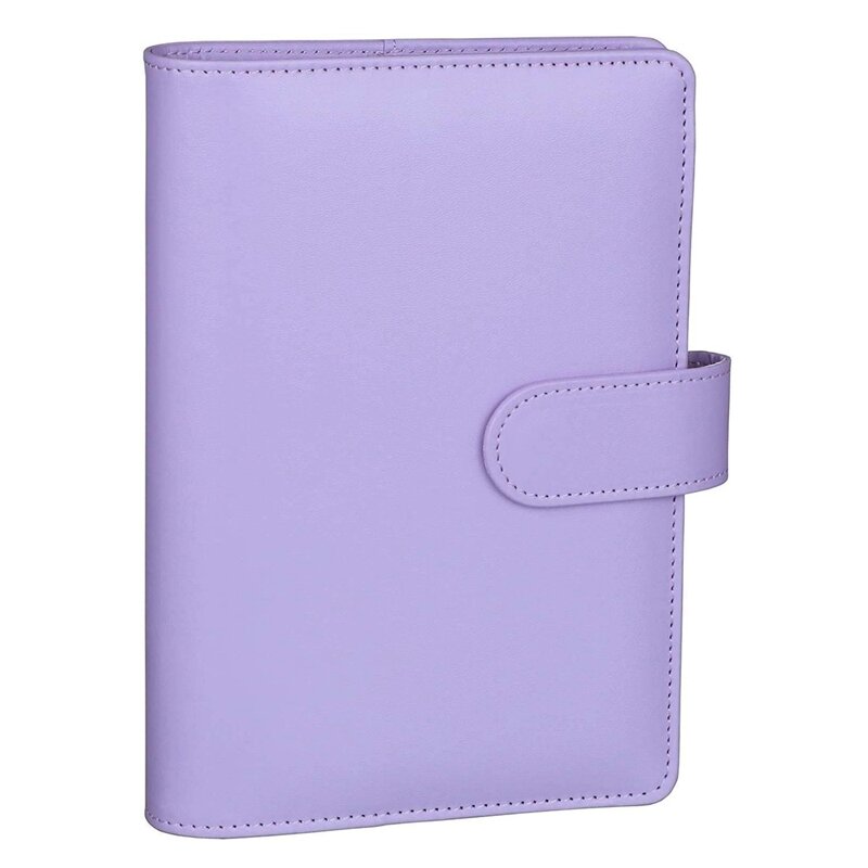 3 Pcs A6 PU Leather Notebook Binder with Magnetic Buckle Closure and 6 Pieces of Waterproof PVC Loose Leaf Zipper Bags