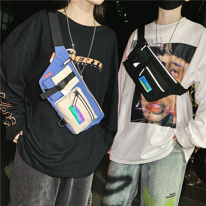 Новинка 2021, повседневная мужская и женская сумка через плечо в стиле пэчворк, маленькая уличная сумка через плечо с надписью для пар