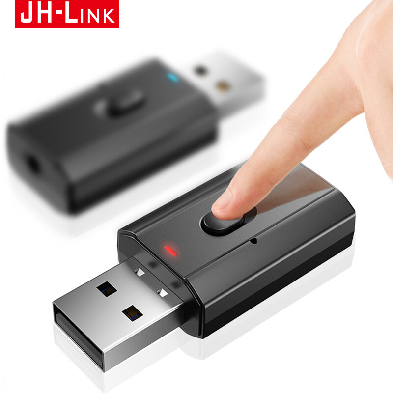 JH-LINK 5.0 Adapter Bluetooth bezprzewodowy Bluetooth USB nadajnik-odbiornik muzyka Audio na PC TV samochodowy zestaw głośnomówiący 3.5mm AUX Adaptad