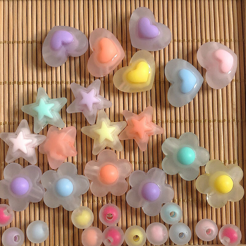 20Pcs  Frosted Star  Acrylic Beads Charms Bracelet Necklace Matte Loose Spacer Beads For Jewelry Making DIY Supplies Accessories