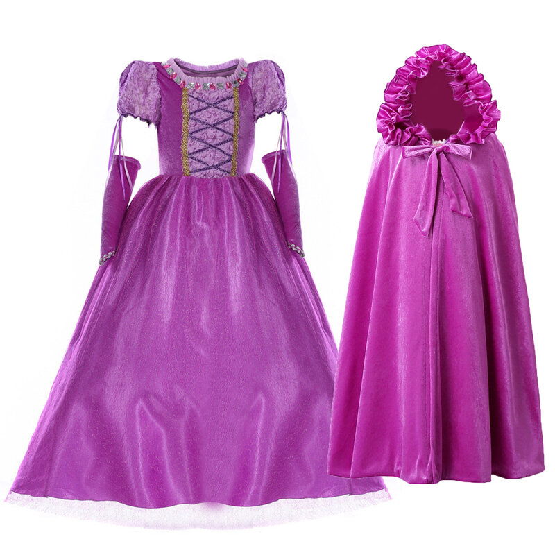 Children Carnival Costumes Halloween Girl Rapunzel Cosplay Kids Tangled Rapunzel Birthday Party Dress