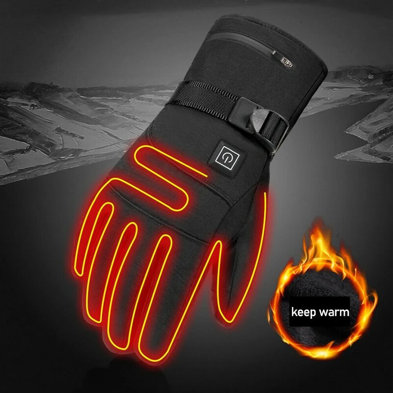 Winter Windproof Electric Heated Gloves Touch Screen Waterproof Anti-Cold Outdoor Cycling Sports Hand Warmer Thermal Gloves