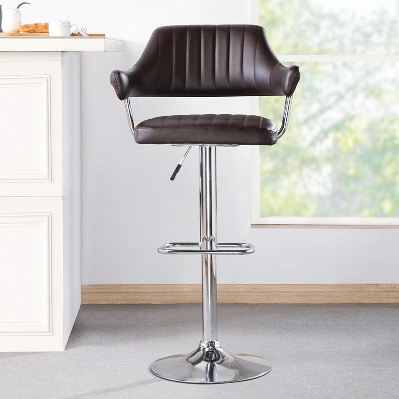 2Pcs 홈 거실 리프팅 의자 회전 바 의자 현대 철 아트 프론트 데스크 계산원 높은 의자 바 협상 바 의자