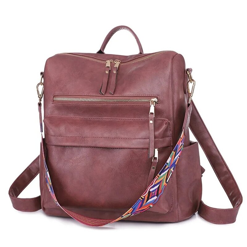 JNKET Fashion Women PU Leather Backpack Casual Travel Outdoor Large Capacity Backpack Sling Bag Handbags
