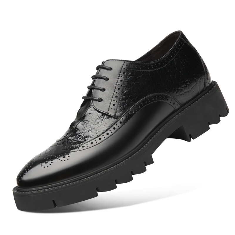 Misalwa 4/7/9cm Men Elevator Dress Shoes Men Oxford Elegant Formal Shoes Office Height Increasing Brogue Platform Mens Footwear