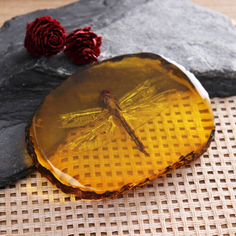 Pendentif de spécimen d'insecte d'ambre artificielle, ornement en pierre d'ambre, cadeaux de Collection, 1 pièce