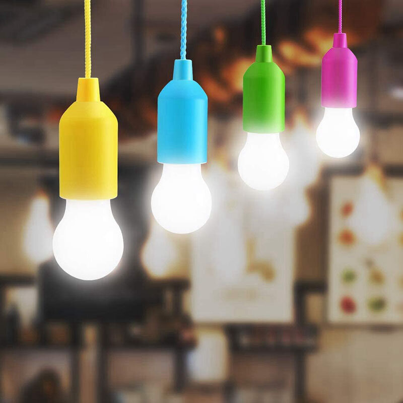 Lámpara LED colgante portátil, colorida, con cordón, para tienda de campaña, Bombilla Retro, iluminación para exteriores, luz nocturna para el hogar