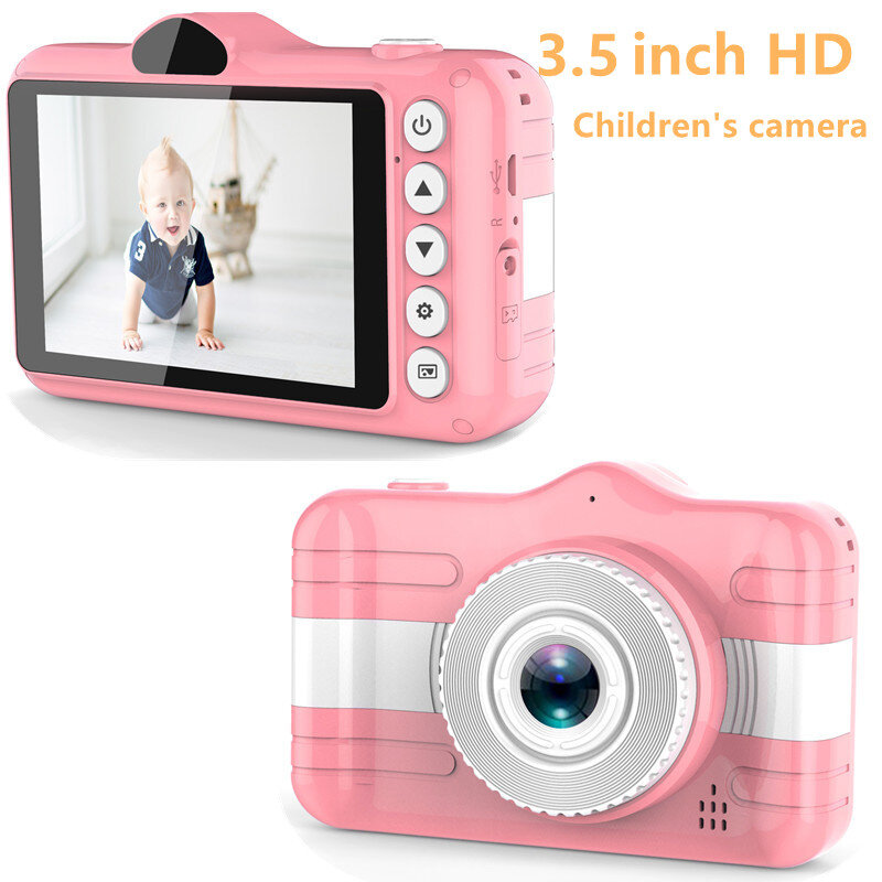 어린이 카메라 어린이 디지털 카메라 3.5 인치 귀여운 만화 카메라 완구 어린이 생일 선물 1080P HP 사진 비디오 카메라 어린이위한