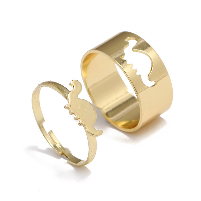 2 шт./компл. модное простое Открытое кольцо с динозавром, креативный дизайн, регулируемые кольца с динозавром для женщин, кольцо в стиле панк ...
