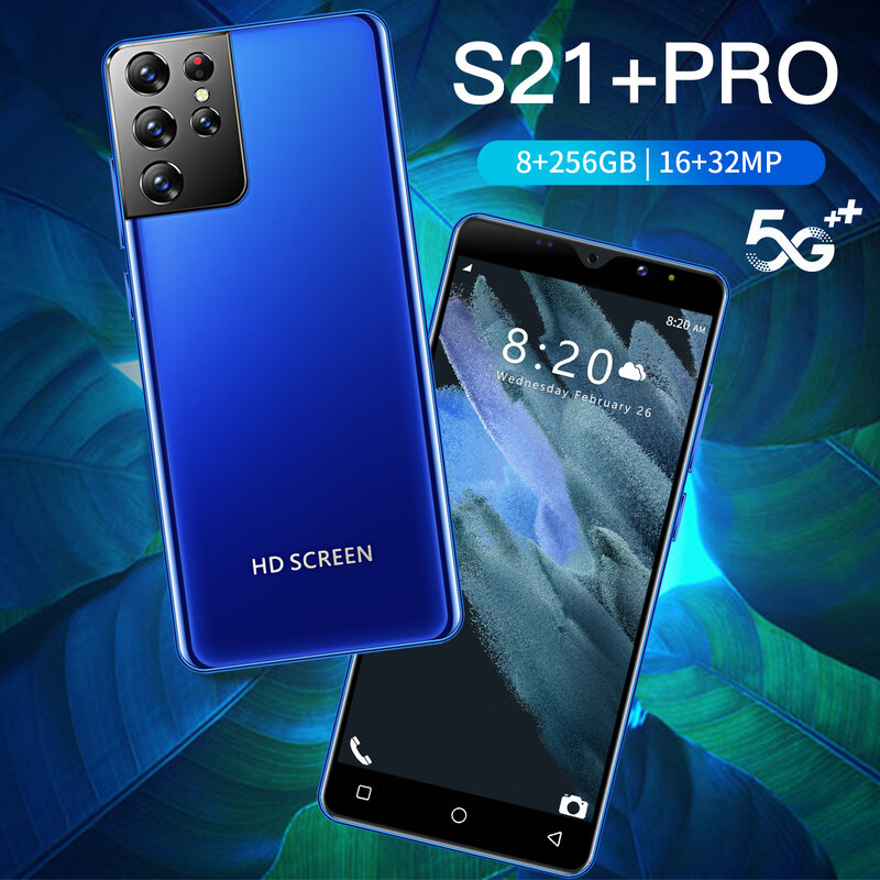 Versi Global Samsum S21 + Pro 6.3 "Snapdragon 888 Deca Core Ponsel Pintar 6800Mah SIM Ganda Deca Core 8GB 256GB 32MP