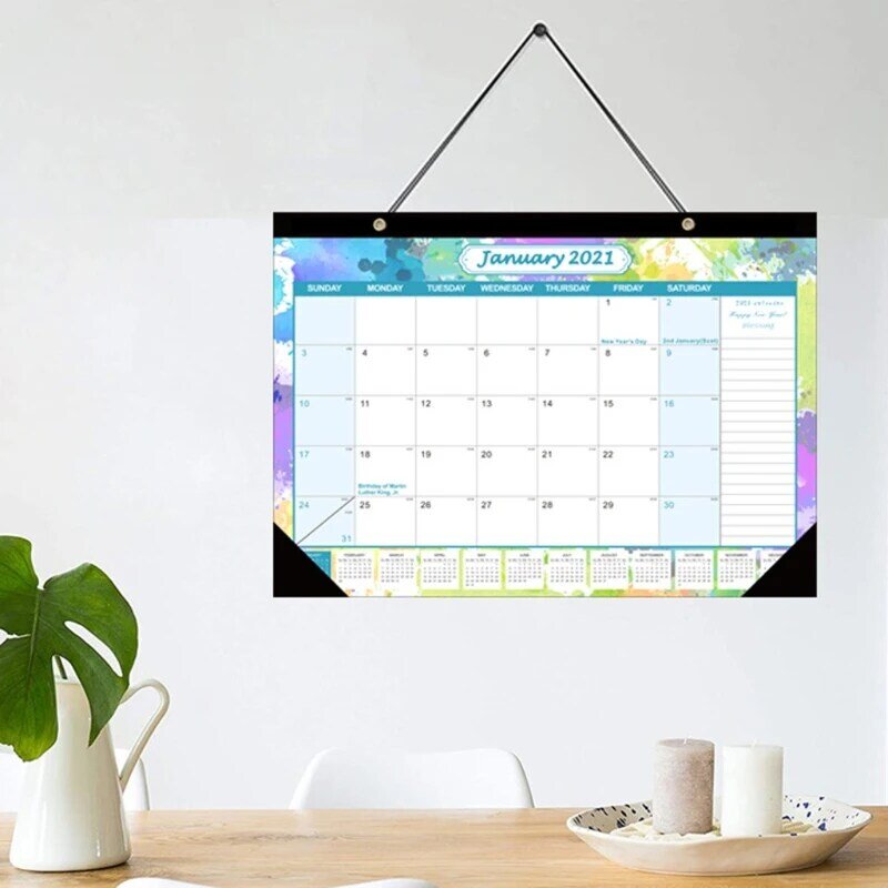 Calendario anual para colgar en la pared, Agenda de planificación mensual diaria, organizador anual de Agenda, artículos de papelería, escuela y oficina, 2021