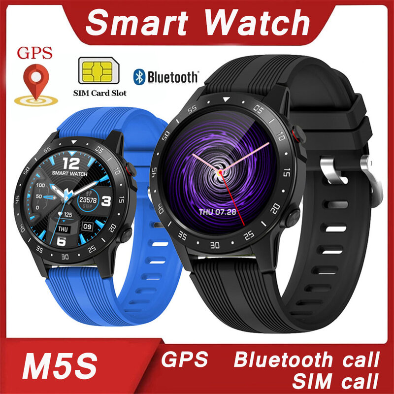 Montre connectée M5S pour hommes et femmes, bracelet d'activités sportives, avec GPS et boussole, carte SIM, 2021