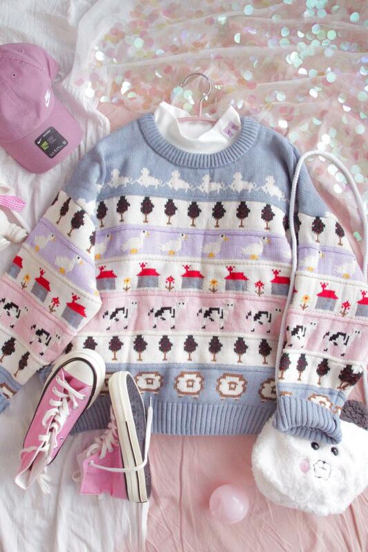Sweater Teen girls Thicken pullover Winter Loose Wear Student Cute College Style Vintage Soft sister Long Sleeve Sweater Tops