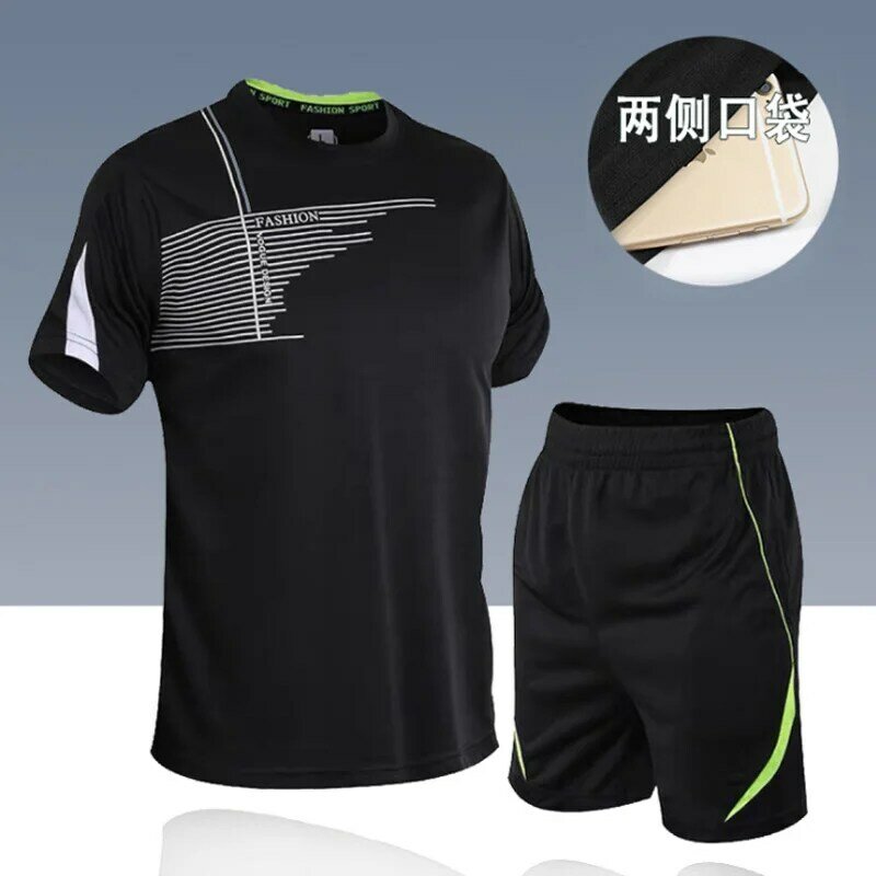 5XL Running T-shirt Sport Gym Tshirt Korte Mouw Voetbal Basketbal Tennis Shirt Snel Droog Fitness Sport Set Pakken Sportkleding