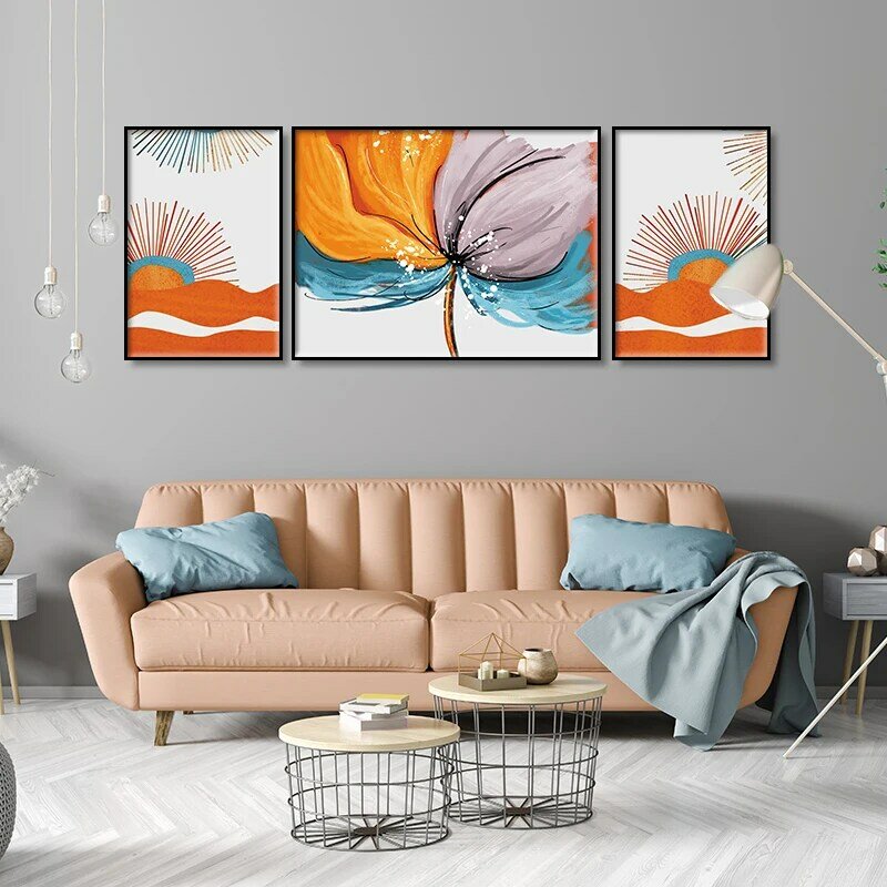 Modern Flower Sunrise Abstract Canvas Painting Wall Art Home Decor stampa nordica e poster per soggiorno Sala Cuadros Picture
