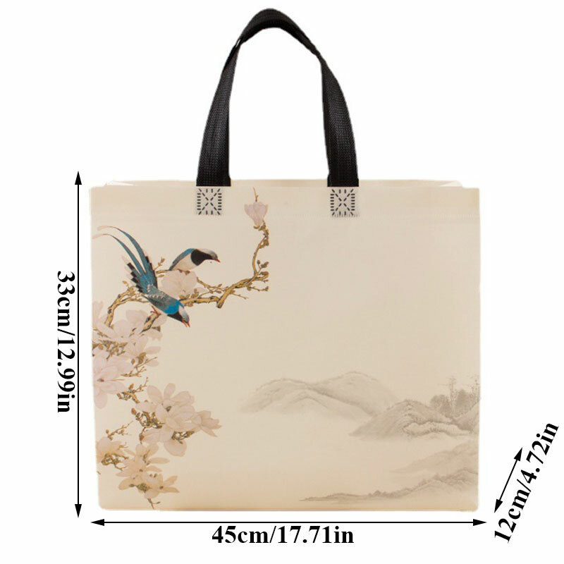 Fashion Bird Printed Eco Shopping Bag Foldable Reusable Tote Folding Pouch Travel Non-woven Fabric Film Bathroom Storage Bag