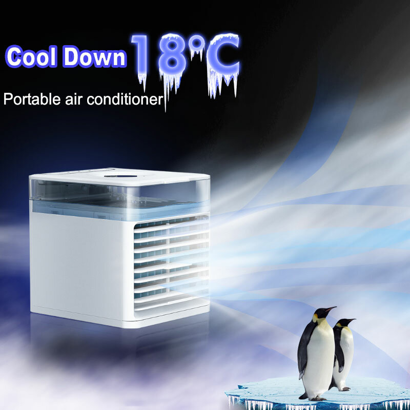 Enfriador de aire portátil para el hogar, Humidificador purificador multifuncional, USB, ventilador de aire acondicionado de escritorio con lámpara germicida UV