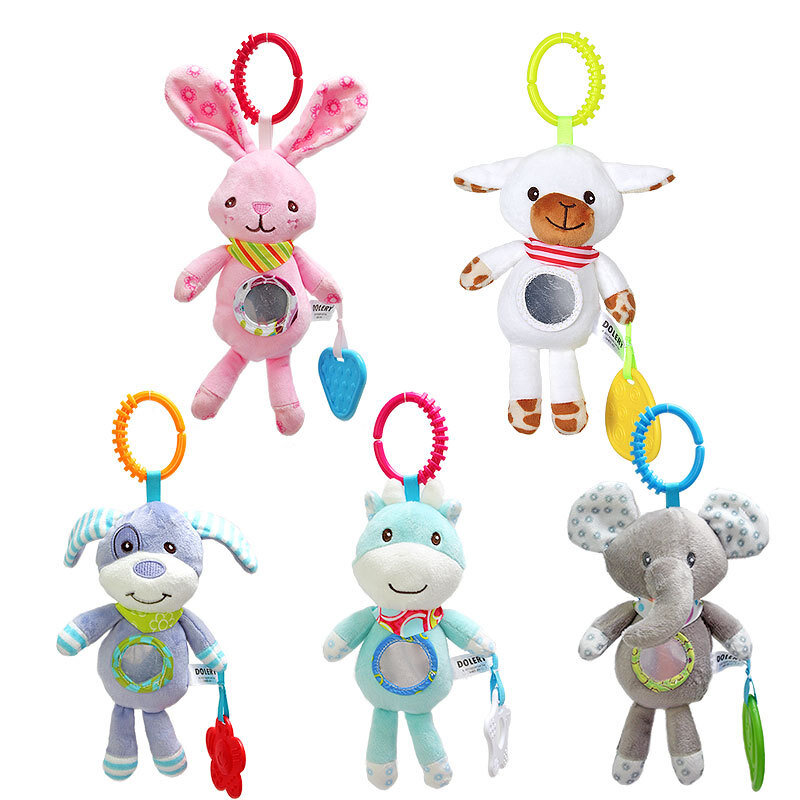 0-12 Months Newborn Baby Plush Stroller Toys Baby Rattles Mobiles Cartoon Animal Hanging Bell Educational Baby Toy Animal Rattle