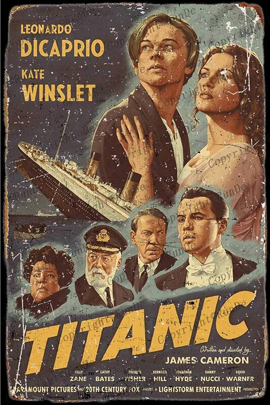 Targhe in metallo Vintage Titanic targhe in metallo Retro Poster targa decorazione da parete 8 × 12 pollici