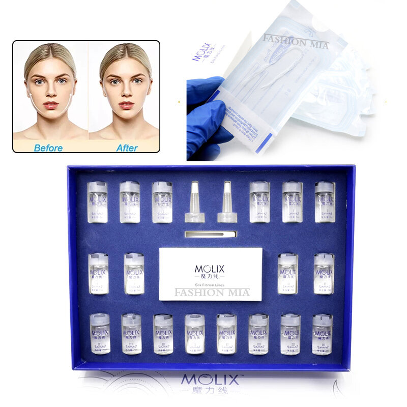 레이더 라인 조각 슬리브 박스 needleless 실크 액체 단백질 라인 라인 조각 실크 안티 에이징 퍼밍 모양 V 얼굴을 향상시키기 위해
