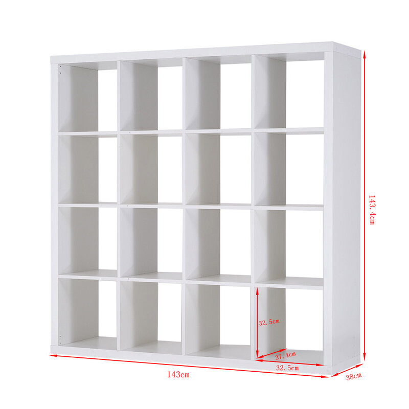4 Tier Wooden Bookcase 16 Cube Bookshelf Free Standing Room Divider Display Shelving Unit Storage Rack for Home Office Office