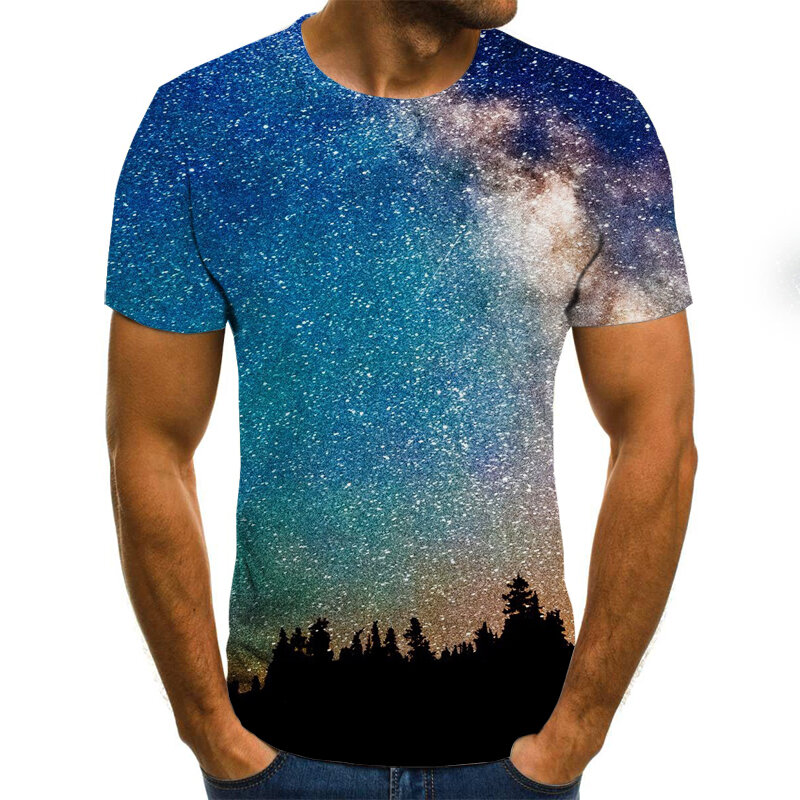 Natürliche thema männer T-shirt sommer casual tops 3D gedruckt T-shirt männer Oansatz hemd angeln casual T-shirt plus größe streetwear
