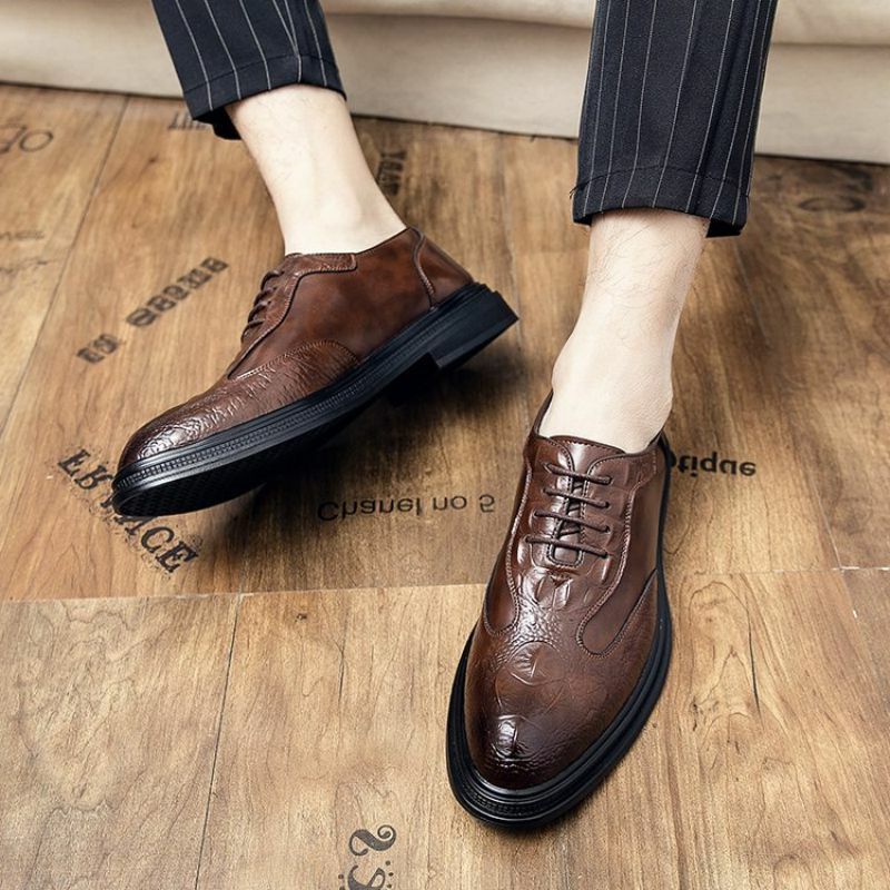 Oxfords – chaussures en cuir PU pour hommes, décontractées, classiques et confortables, à lacets, pour le bureau, nouvelle collection 2021, KF830