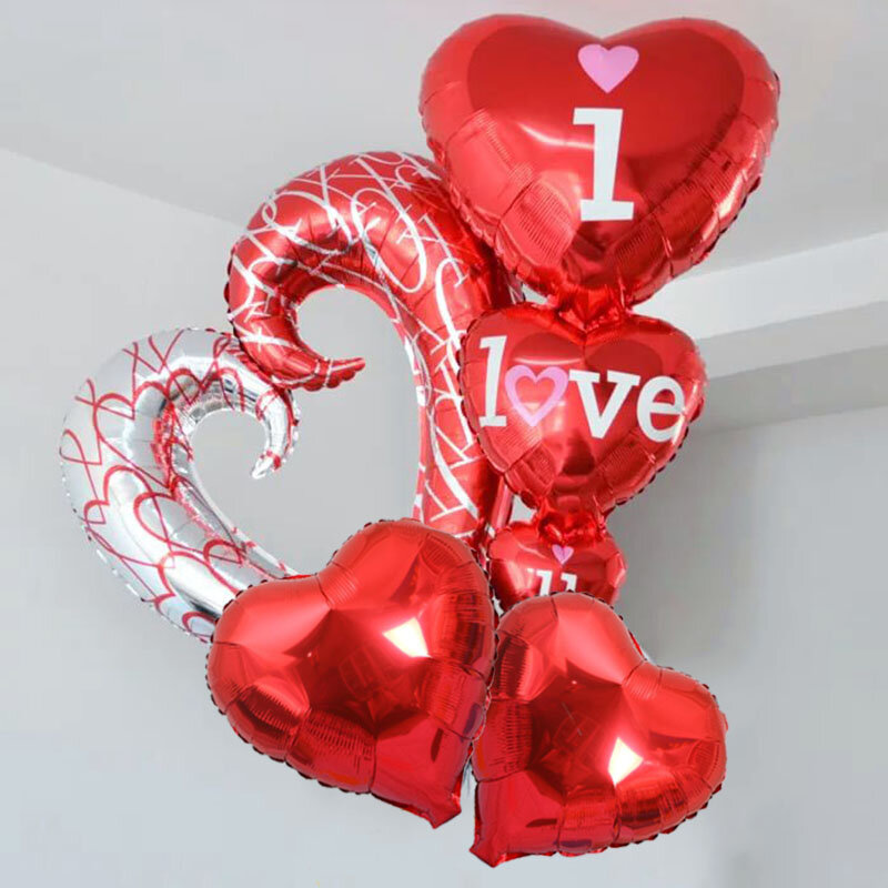Juego de Globos inflables con forma de corazón, set de 40 pulgadas con gancho, te quiero, para boda, Día de San Valentín, decoración de fiestas