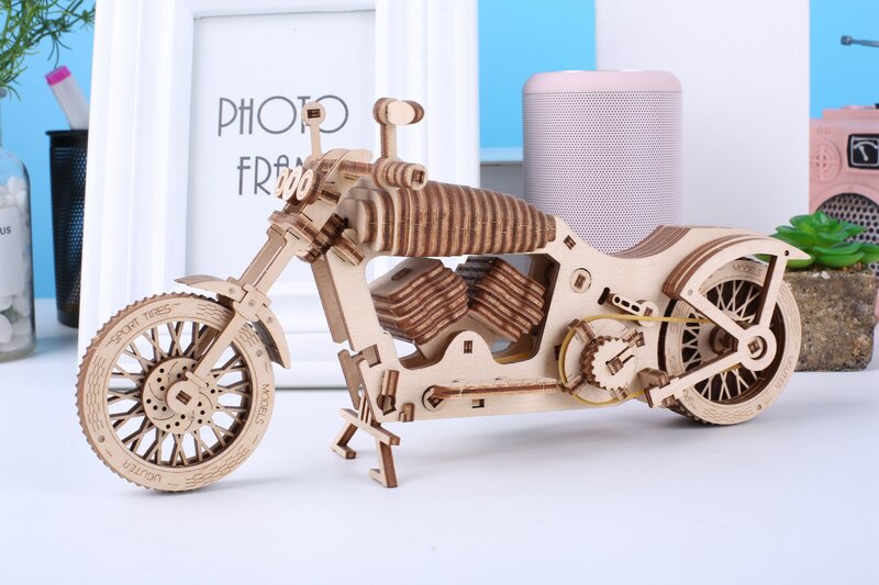 Uguter puzzle 130 stücke Klassische DIY Beweglichen 3D Motorräder Holz Modell Gebäude Kit Montage oy Geschenk für Kinder Erwachsene U506
