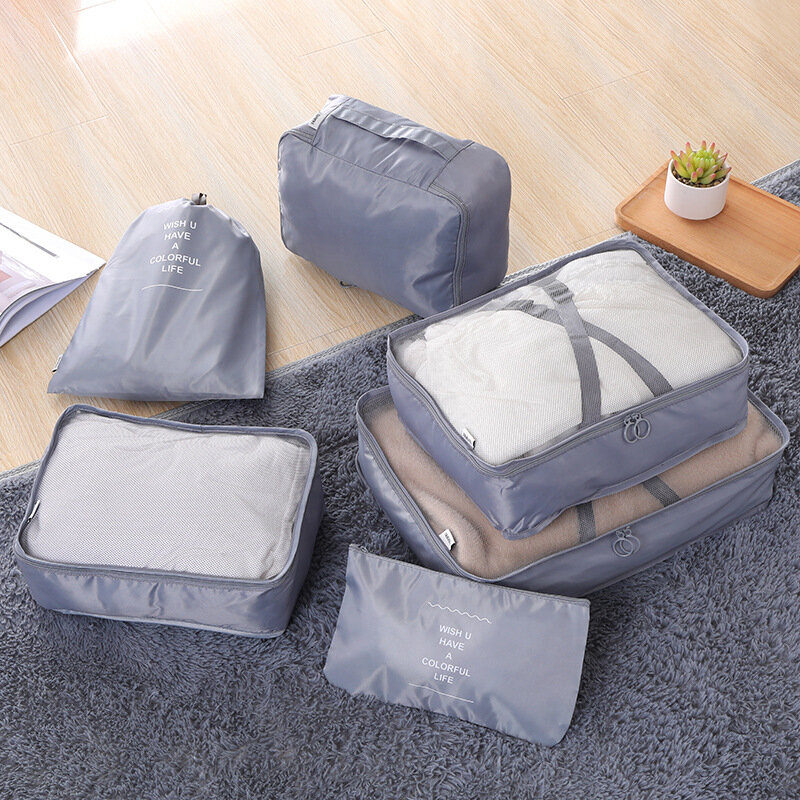 6 sztuk/zestaw wodoodporna podróżne siatki na odzież torba przenośny bagaż organizator torebki kostki do pakowania 6 kolory podróży zestaw akcesoriów