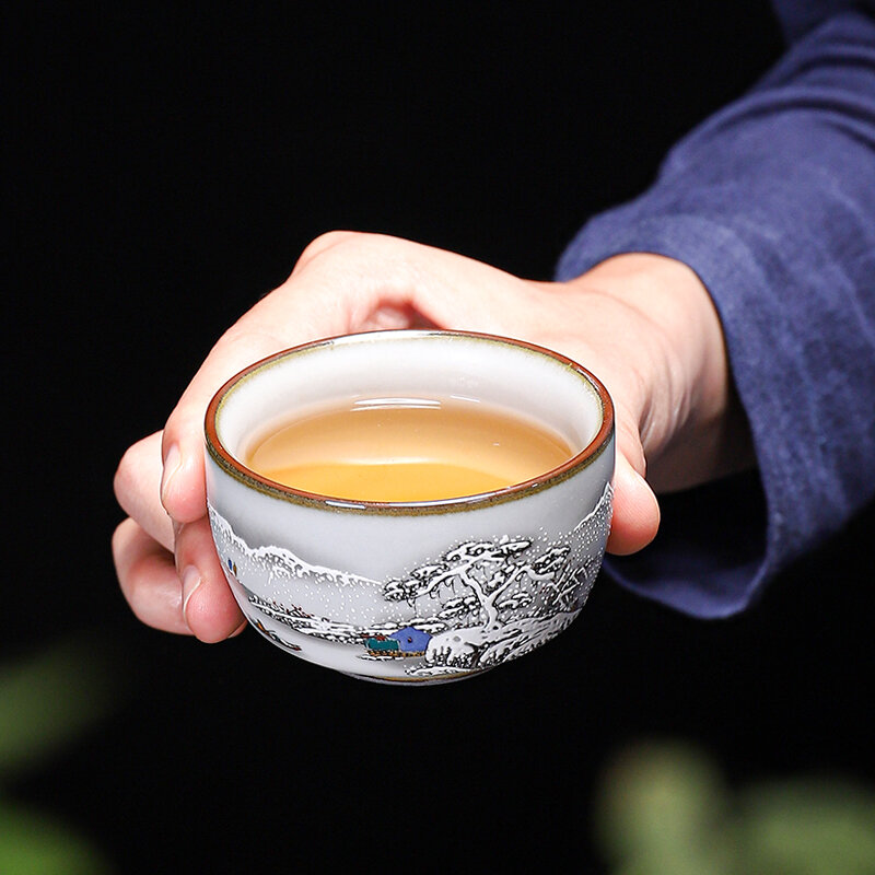 Ru Kiln Teacup Single Cup Master Can Be Raised To Open A Piece Of Tea Set Size Bowl For Household Use Drinkware Teaware 120ml