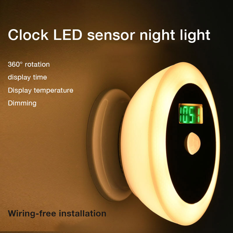 Smart Home Night Light สามารถ Touch Rota Light Sensing ห้องนอนโคมไฟข้างเตียงอุณหภูมิจอแสดงผล Led Human Body Induction โคมไฟ