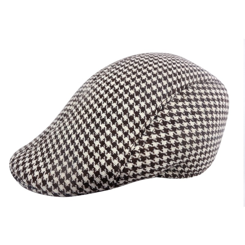Кепка Topi Duckbill Bergaris Baru Uniseks Musim Semi dan Musim Gugur Topi Kain Hangat Topi Golf Topi Datar Pengemudi Topi Modis