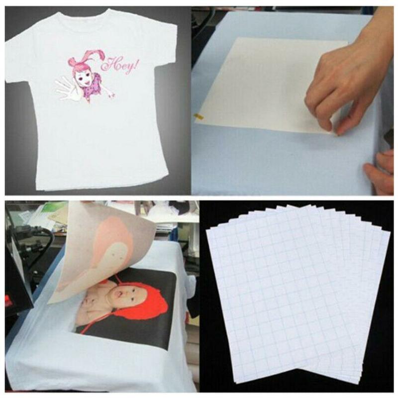 10 pçs/set a4 papel de transferência para t camisa ferro na imprensa do calor artesanato tecidos papel a4 luz inkjet impressão camisas papel