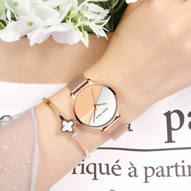 Hannah Martin модные кварцевые наручные часы для женщин золотые роскошные женские часы водонепроницаемые женские часы из нержавеющей стали