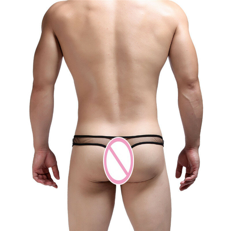 Sexy Newest Super Thin Men Mesh G String Transparent Sexy Briefs Male Thong Underwear Transparent Size L-XXL