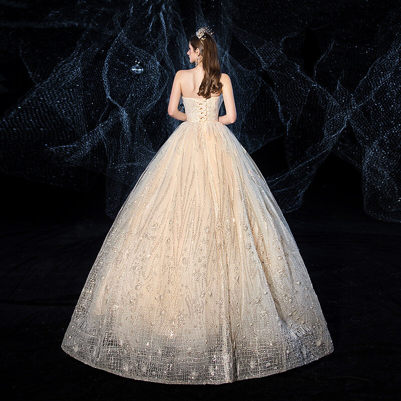 Tube vestido de noiva superior 2021 nova princesa sonho céu estrelado vestido de casamento simples.