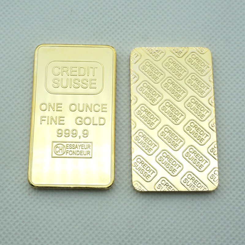 10 pz/lotto 1oz 24ct placcato oro lingotto a strati lingotto Replica moneta svizzera falso lingotto d'oro.
