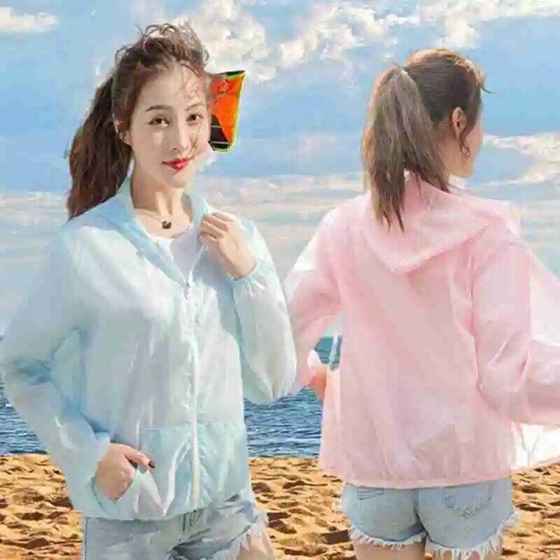 2021 novo protetor solar roupas femininas verão novo tamanho de manga comprida fina cor protetor solar grande praia férias roupas g3c3