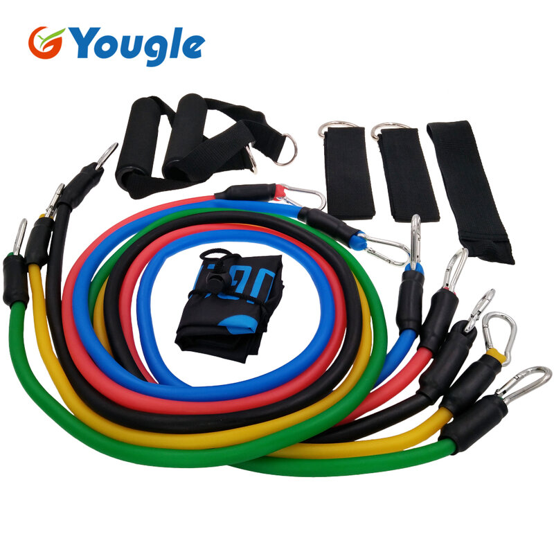 Yougle 11 Stks/set Pull Touw Fitness Oefeningen Resistance Bands Latex Buizen Pedaal Excerciser Body Training Workout Yoga