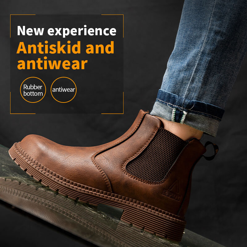 Men Women Safety Shoes Boots Waterproof Non Slip Steel Toe Cap Work Safety Boots Leather Male Casual Shoes Martin Boots