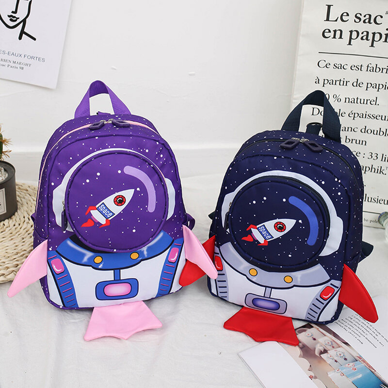 Crianças saco de escola dos desenhos animados 3d foguete crianças corda anti-perda mochila bagpack diário para crianças ao ar livre escola acessórios