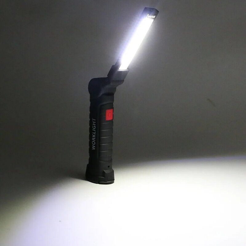 Linterna LED COB portátil, recargable por USB Luz de trabajo, lámpara colgante magnética con batería integrada, linterna de Camping