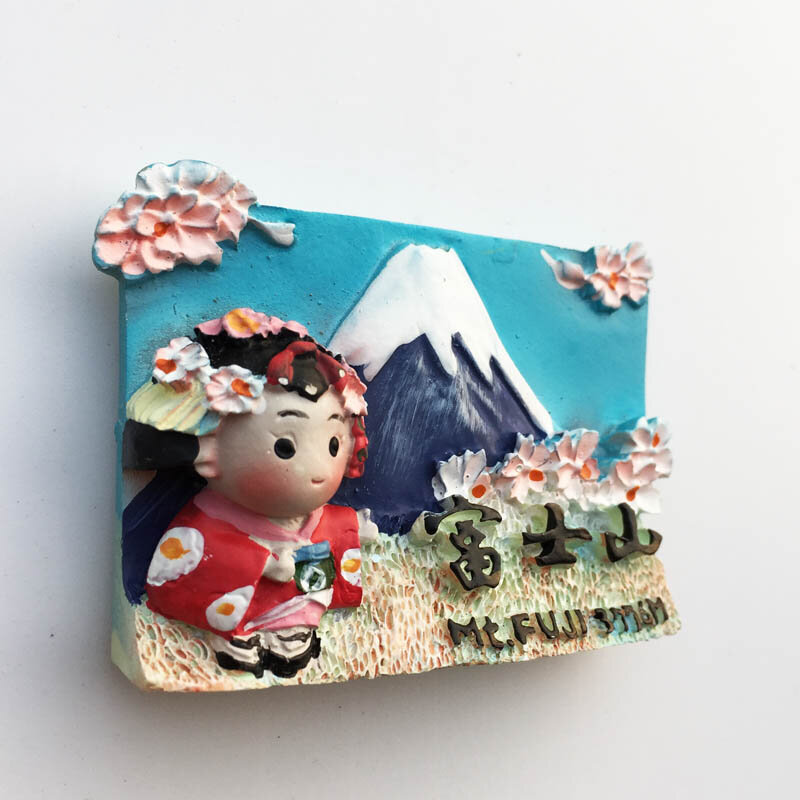 QIQIPP japonia landmark Mount Fuji pamiątki turystyczne 3D rzemiosło naklejki magnetyczne naklejki na lodówkę