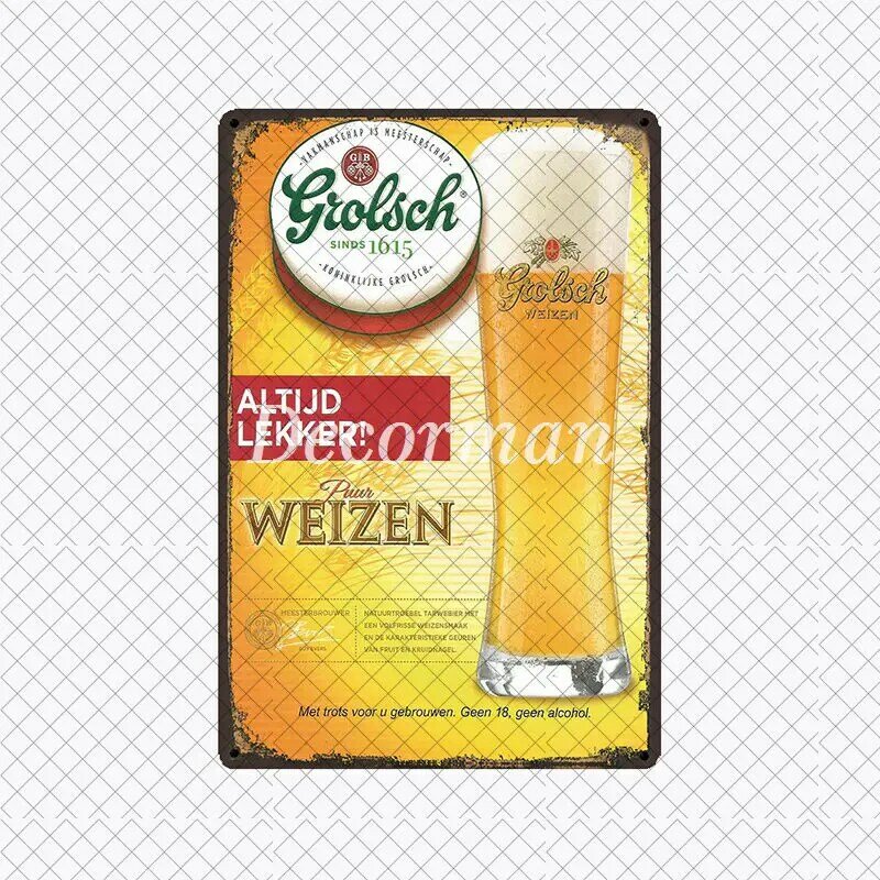 [Mike86] 네덜란드 맥주 금속 포스터 Grolsch 와인 그림 선물 아트 장식 술집 LTA-2003 20*30 CM