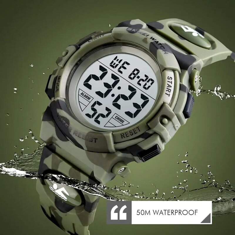 SKMEI – montre-bracelet de Sport militaire pour enfants, étanche 50M, électronique, numérique LED, pour garçons et filles