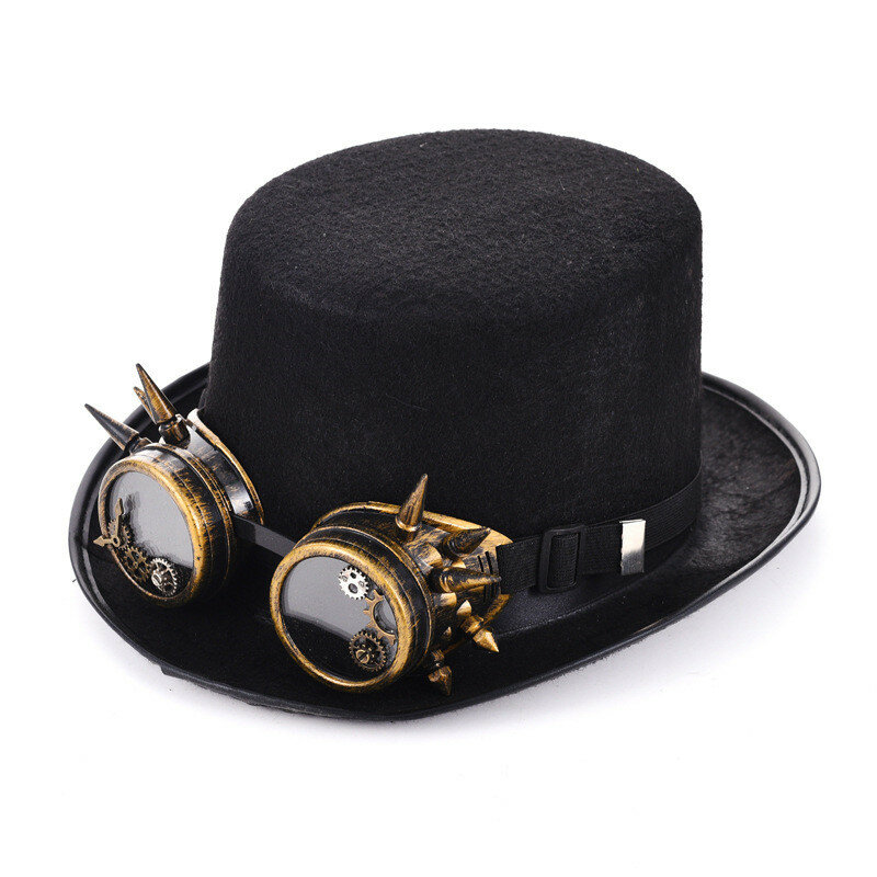 Sombrero de decoración para actuación de graduación, sombrero con tapa Steampunk, gafas de engranaje Retro, accesorios de Cosplay de Halloween